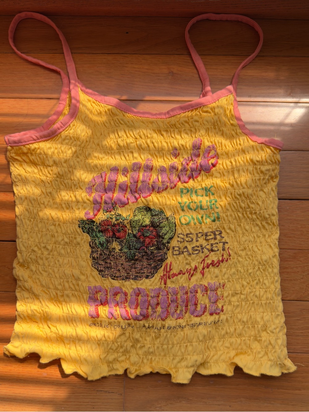 Cotton On Yellow Smocked Tank Top with Coral Trim